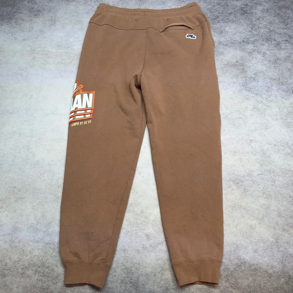 Nike Jordan Jumpman Fleece Mens Large Brown NBA World Champs Jogger Sweatpants